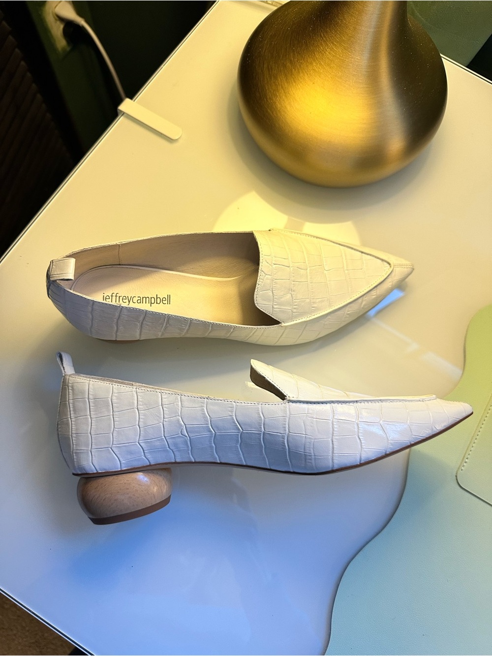 Jeffrey Campbell Leather Loafers With Wooden Heel, Size 9 - Picture 2 of 6